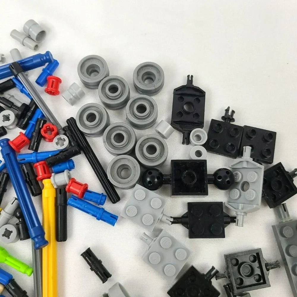 Mixed Lot (3oz) Lego & Compatible Pegs Pins Connectors Axles Plates Wheels